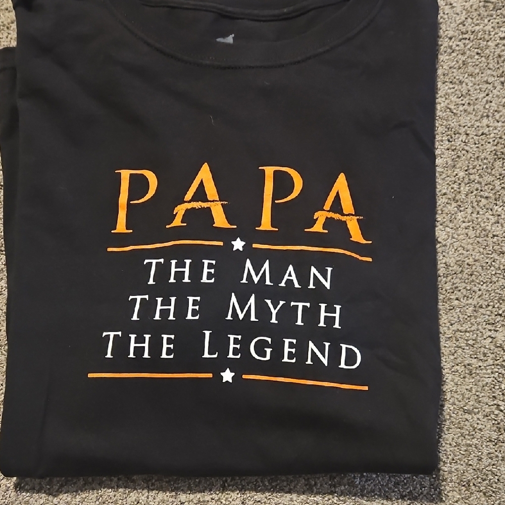 Hanes Black Tee with Orange and White Print
